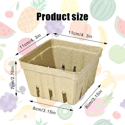 30 Pack Natural Pulp Fiber Berry Basket,Small Molded Produce Vented Basket