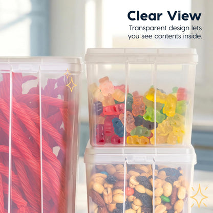 Food Storage Containers Set, 8 Pack Combo Set, Food Grade Plastic | BPA-Free, Clear View, Flip Top Lid, Stackable, For Snacks, Cereal, Pasta, Flour, Sugar