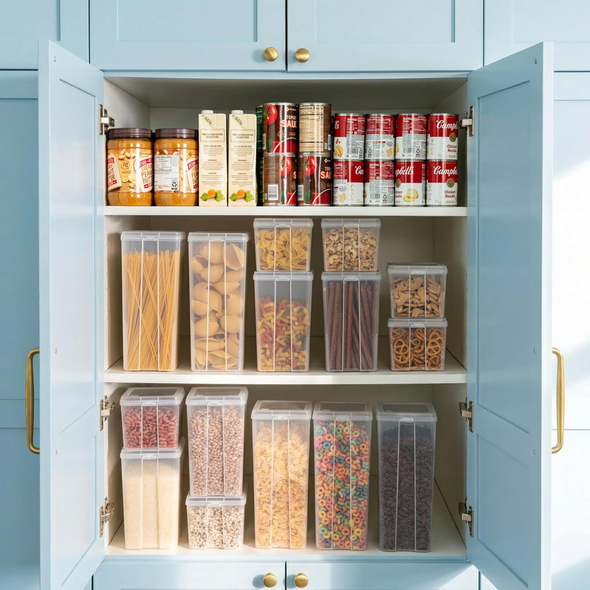 Food Storage Containers Set, 8 Pack Combo Set, Food Grade Plastic | BPA-Free, Clear View, Flip Top Lid, Stackable, For Snacks, Cereal, Pasta, Flour, Sugar