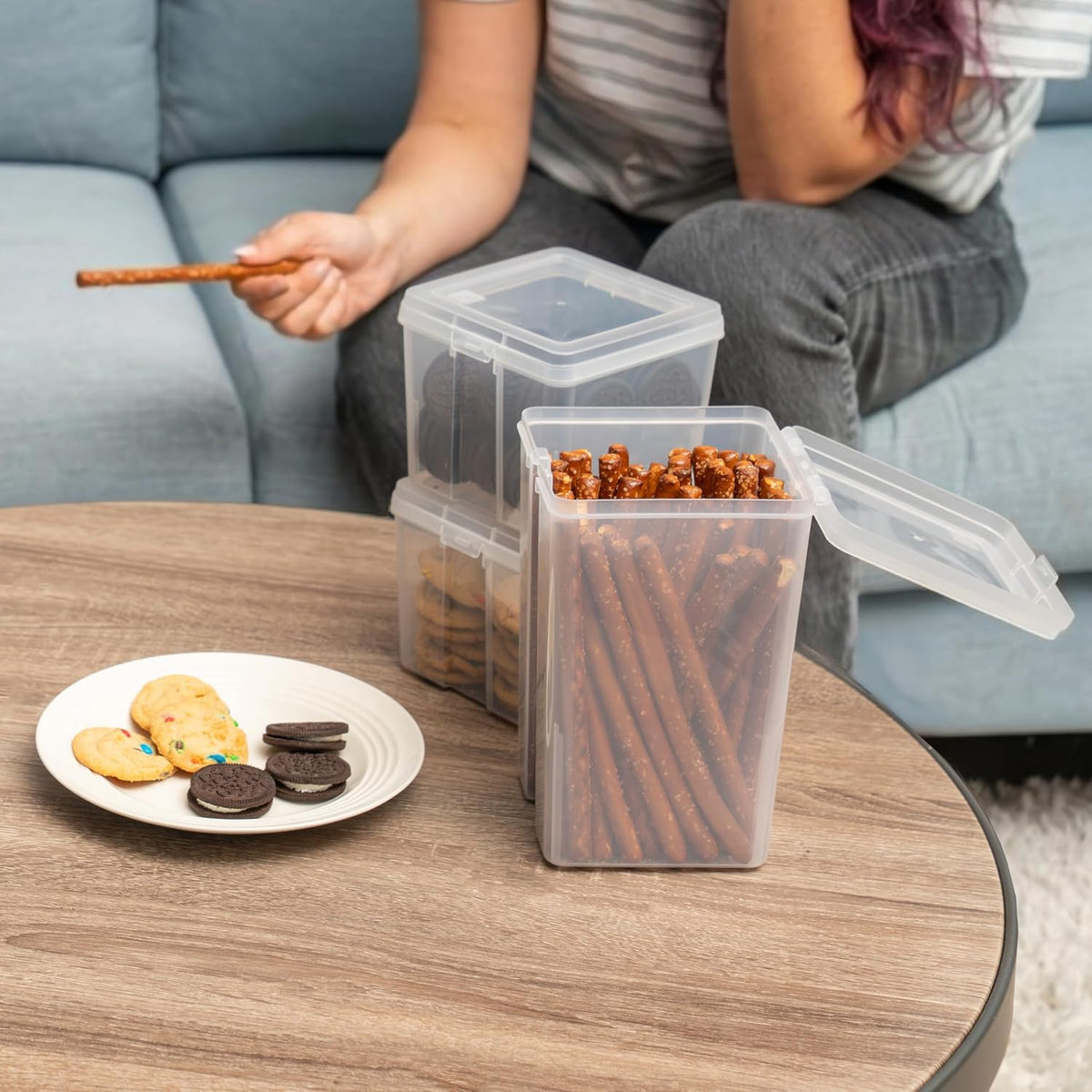 Food Storage Containers Set, 8 Pack Combo Set, Food Grade Plastic | BPA-Free, Clear View, Flip Top Lid, Stackable, For Snacks, Cereal, Pasta, Flour, Sugar