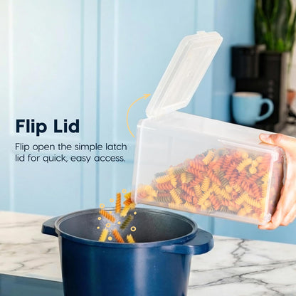 Food Storage Containers Set, 8 Pack Combo Set, Food Grade Plastic | BPA-Free, Clear View, Flip Top Lid, Stackable, For Snacks, Cereal, Pasta, Flour, Sugar