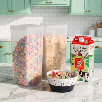 Food Storage Containers Set, 8 Pack Combo Set, Food Grade Plastic | BPA-Free, Clear View, Flip Top Lid, Stackable, For Snacks, Cereal, Pasta, Flour, Sugar