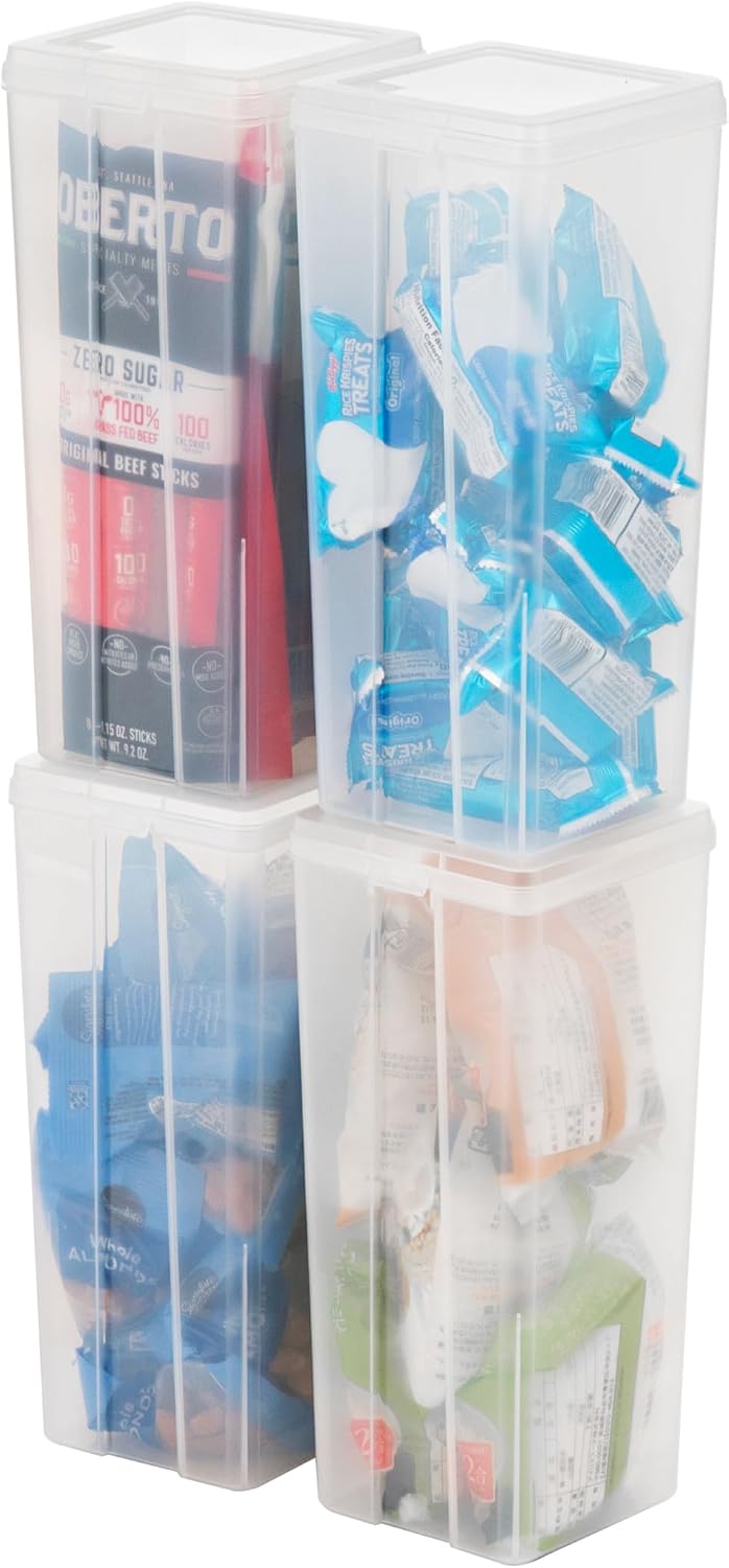 Food Storage Containers Set, 8 Pack Combo Set, Food Grade Plastic | BPA-Free, Clear View, Flip Top Lid, Stackable, For Snacks, Cereal, Pasta, Flour, Sugar
