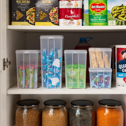 Food Storage Containers Set, 8 Pack Combo Set, Food Grade Plastic | BPA-Free, Clear View, Flip Top Lid, Stackable, For Snacks, Cereal, Pasta, Flour, Sugar