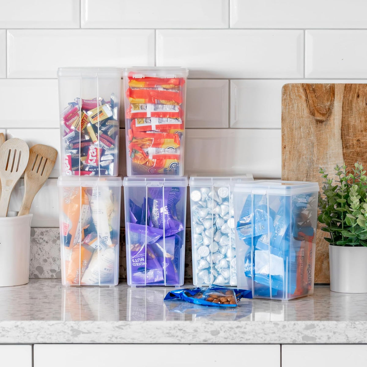 Food Storage Containers Set, 8 Pack Combo Set, Food Grade Plastic | BPA-Free, Clear View, Flip Top Lid, Stackable, For Snacks, Cereal, Pasta, Flour, Sugar