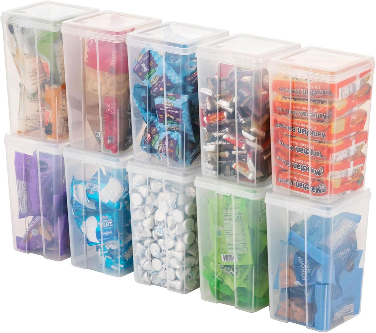 Food Storage Containers Set, 8 Pack Combo Set, Food Grade Plastic | BPA-Free, Clear View, Flip Top Lid, Stackable, For Snacks, Cereal, Pasta, Flour, Sugar