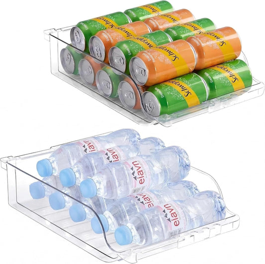 Extra Long and Enlarged Soda Can Dispenser with Lid for Refrigerator -Stackable Drink Organizer for Fridge, Pantry - Holds 12 Cans Each, BPA Free - 2 Pack