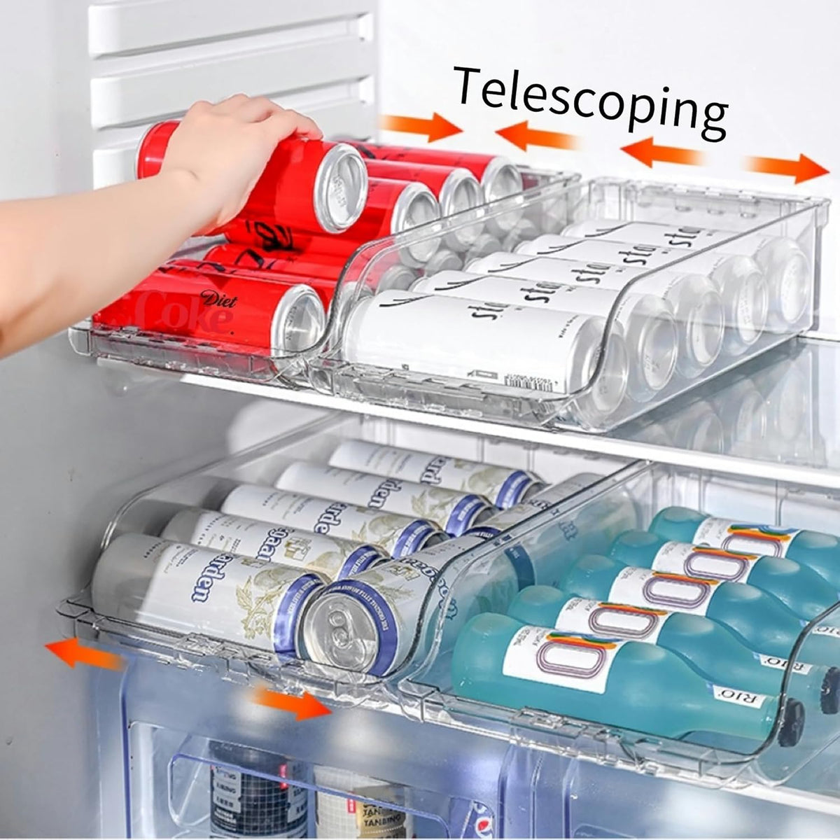 Extra Long and Enlarged Soda Can Dispenser with Lid for Refrigerator -Stackable Drink Organizer for Fridge, Pantry - Holds 12 Cans Each, BPA Free - 2 Pack