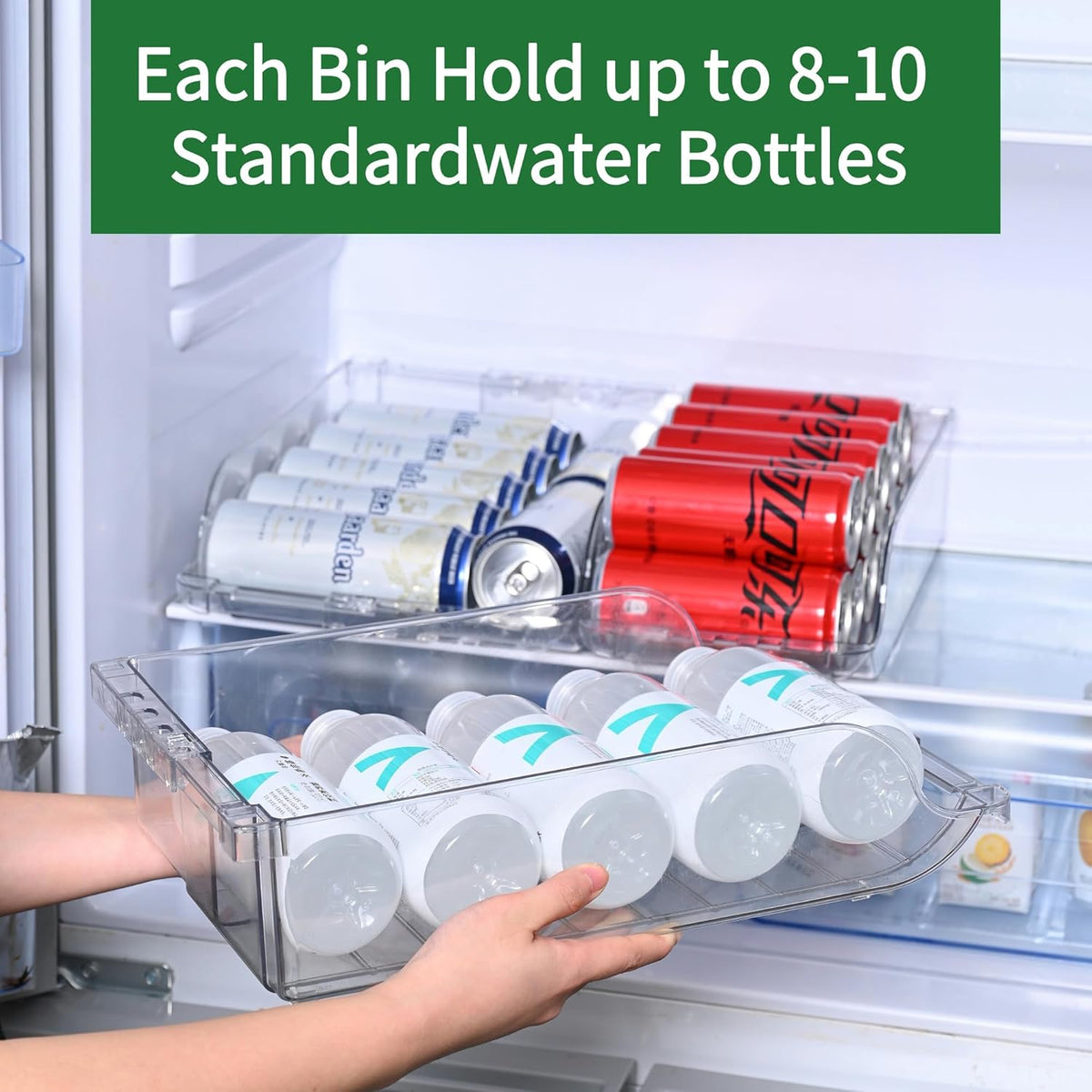 Extra Long and Enlarged Soda Can Dispenser with Lid for Refrigerator -Stackable Drink Organizer for Fridge, Pantry - Holds 12 Cans Each, BPA Free - 2 Pack