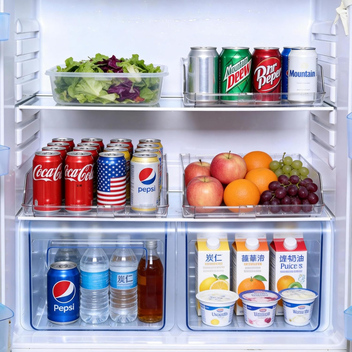 Extra Long and Enlarged Soda Can Dispenser with Lid for Refrigerator -Stackable Drink Organizer for Fridge, Pantry - Holds 12 Cans Each, BPA Free - 2 Pack