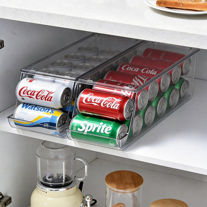 Extra Long and Enlarged Soda Can Dispenser with Lid for Refrigerator -Stackable Drink Organizer for Fridge, Pantry - Holds 12 Cans Each, BPA Free - 2 Pack