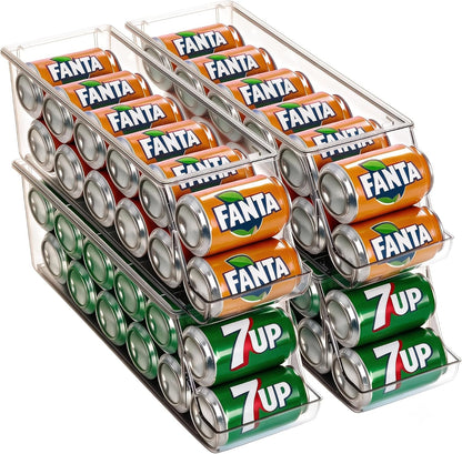 Extra Long and Enlarged Soda Can Dispenser with Lid for Refrigerator -Stackable Drink Organizer for Fridge, Pantry - Holds 12 Cans Each, BPA Free - 2 Pack