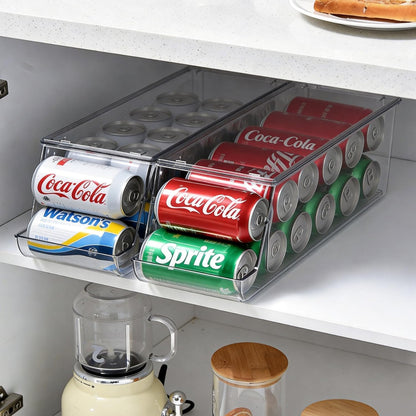 Extra Long and Enlarged Soda Can Dispenser with Lid for Refrigerator -Stackable Drink Organizer for Fridge, Pantry - Holds 12 Cans Each, BPA Free - 2 Pack