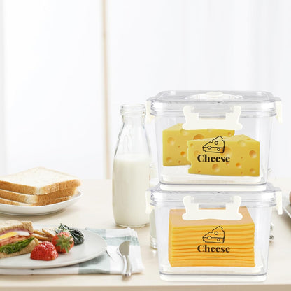 Cheese Container for Refrigerator,Cheese Keeper with Airtight Lid and Time Recording,Cream Block Shredded Cheeses Storage Box,Sliced,Grated,circle Cheddar Cheeses Box for Fridge,kitchen
