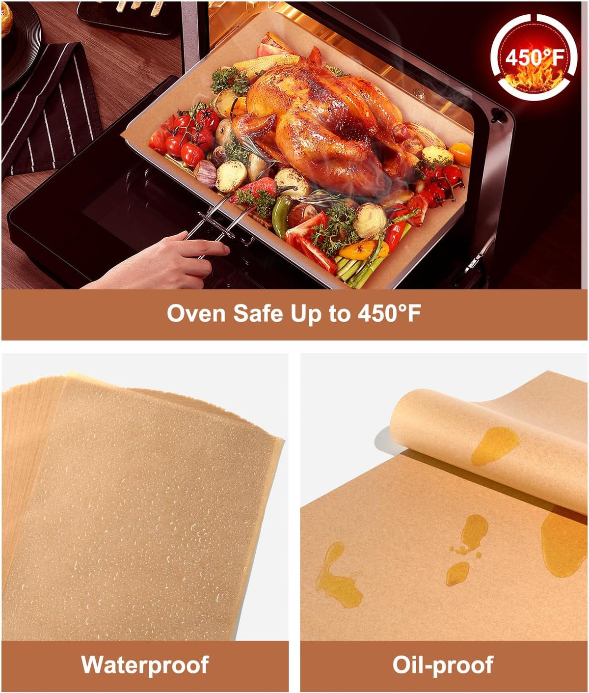 Unbleached Parchment Paper Baking Sheets, 9x13IN Precut Non-Stick Quarter Sheet Liners for Baking, Grilling, Air Fryer, Steaming-70 Sheets Heavy Duty Parchment Sheets for Bread,Cake, Cookies