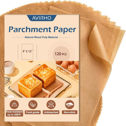 Unbleached Parchment Paper Baking Sheets, 9x13IN Precut Non-Stick Quarter Sheet Liners for Baking, Grilling, Air Fryer, Steaming-70 Sheets Heavy Duty Parchment Sheets for Bread,Cake, Cookies