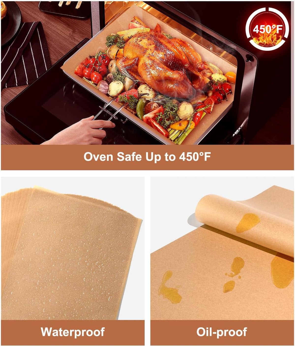 Unbleached Parchment Paper Baking Sheets, 9x13IN Precut Non-Stick Quarter Sheet Liners for Baking, Grilling, Air Fryer, Steaming-70 Sheets Heavy Duty Parchment Sheets for Bread,Cake, Cookies