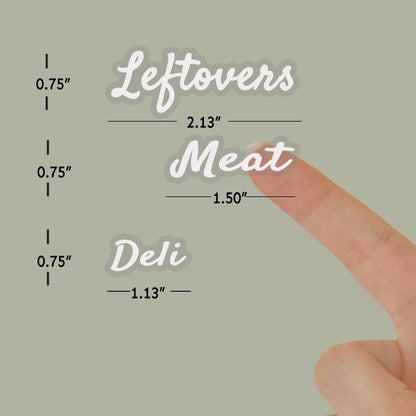 Fridge Labels for Food Storage Containers, Preprinted White Script Clear Stickers for Easy Organization in Fridge, Freezer and Pantry Water& Oil Resistant