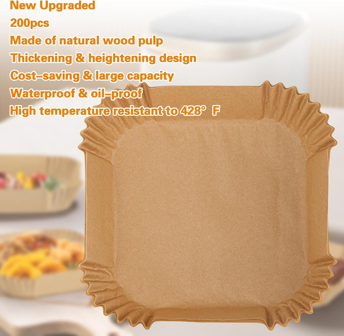 200Pcs Air Fryer Disposable Paper Liner, Round Non-Stick Air Fryer Liners Parchment Paper for Baking Roasting Microwave Oven (6.3 inch)