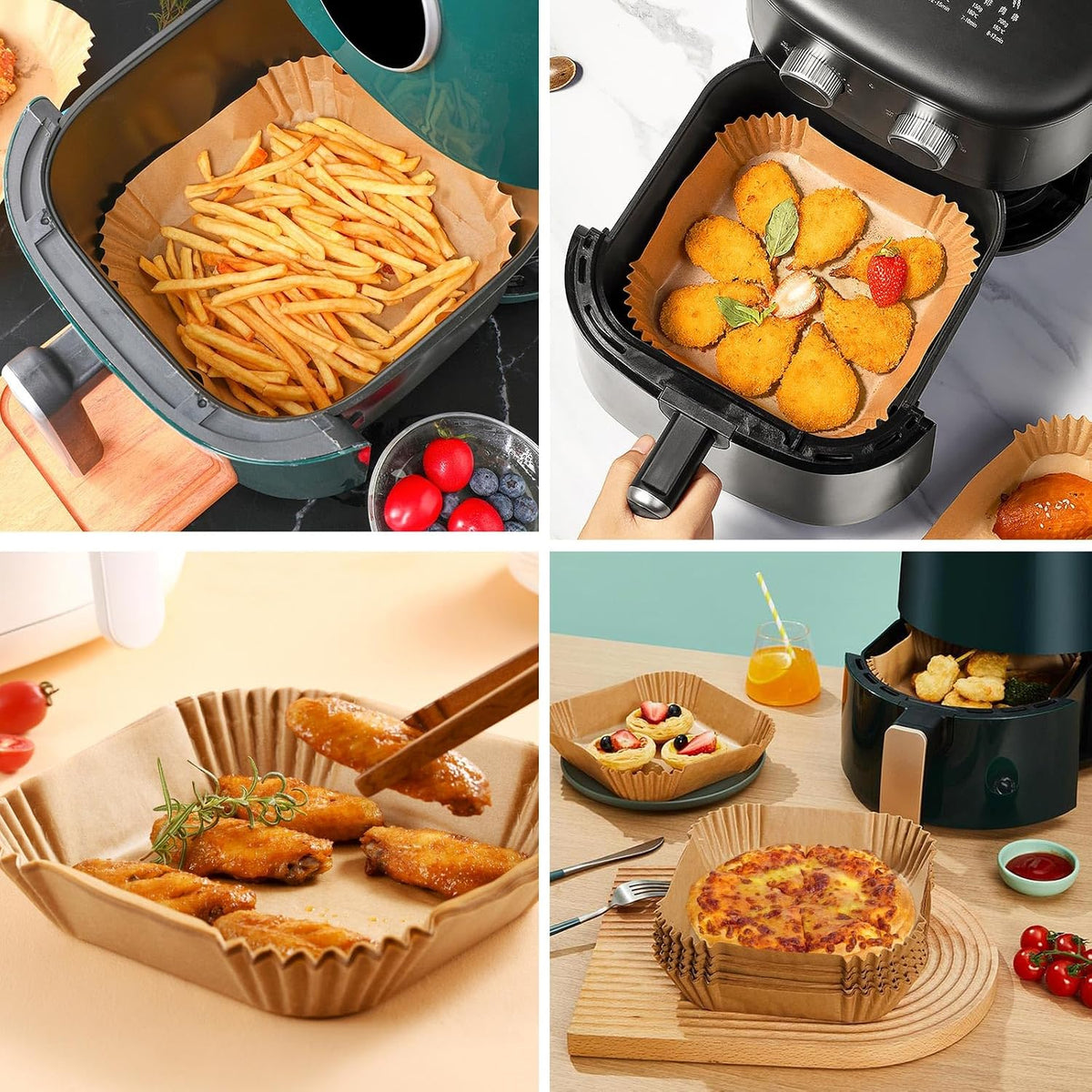 200Pcs Air Fryer Disposable Paper Liner, Round Non-Stick Air Fryer Liners Parchment Paper for Baking Roasting Microwave Oven (6.3 inch)