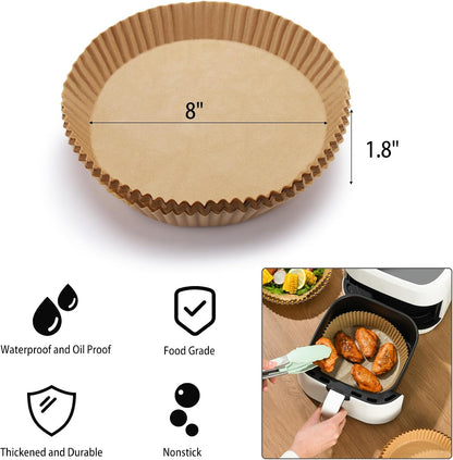 200Pcs Air Fryer Disposable Paper Liner, Round Non-Stick Air Fryer Liners Parchment Paper for Baking Roasting Microwave Oven (6.3 inch)