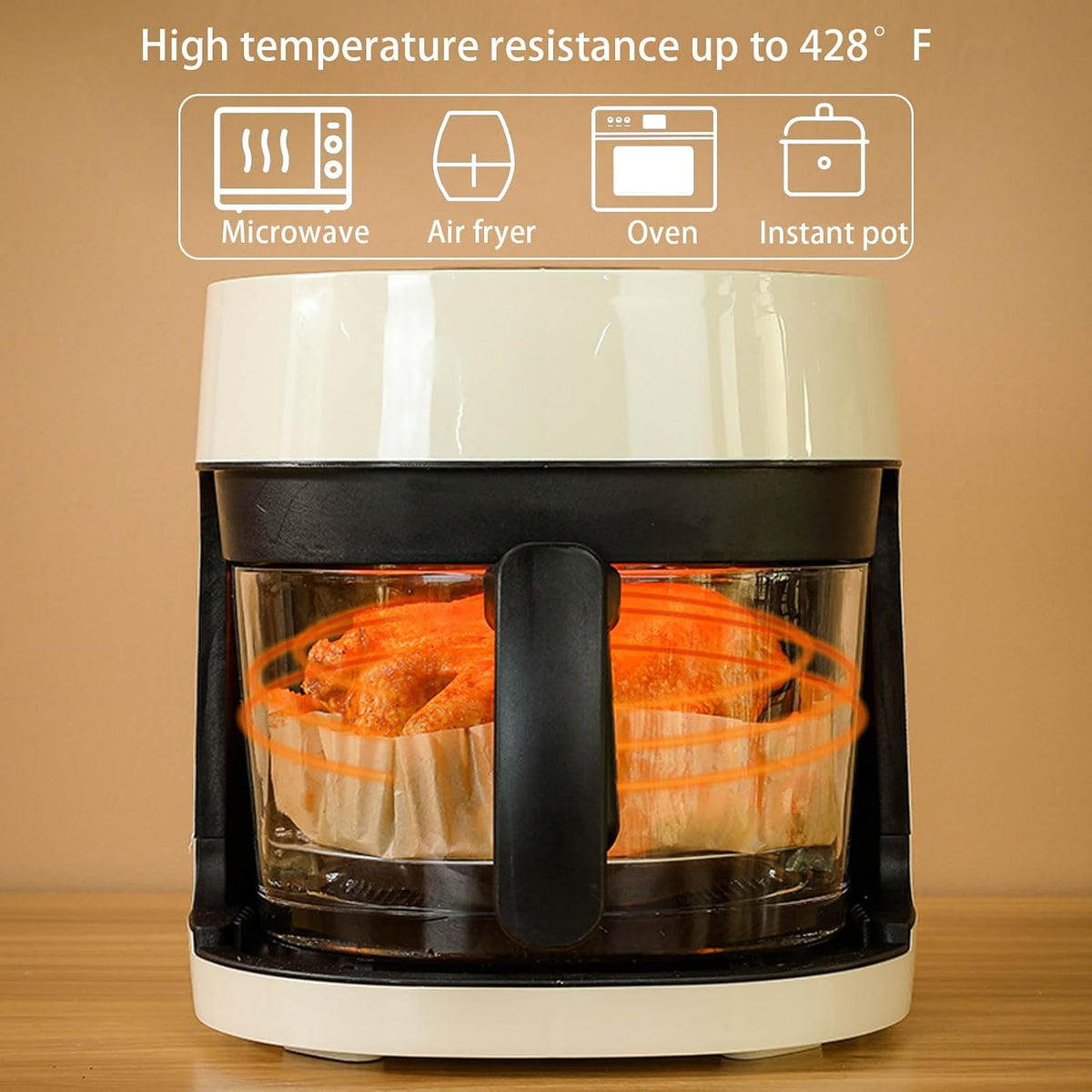 200Pcs Air Fryer Disposable Paper Liner, Round Non-Stick Air Fryer Liners Parchment Paper for Baking Roasting Microwave Oven (6.3 inch)