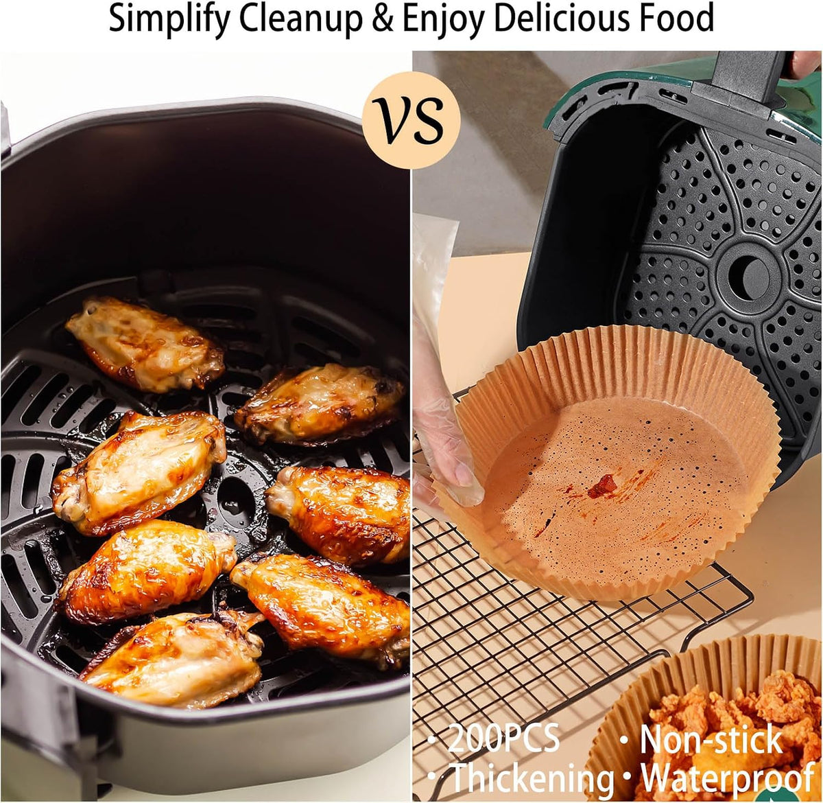 200Pcs Air Fryer Disposable Paper Liner, Round Non-Stick Air Fryer Liners Parchment Paper for Baking Roasting Microwave Oven (6.3 inch)