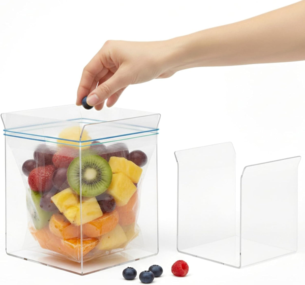 Ziplock Bag Holder, 2 Pack Acrylic Baggy Rack Holder for Food Prep, Freezer & Sandwich Bags, Hands-Free Food Storage, Gray