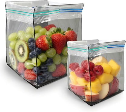Ziplock Bag Holder, 2 Pack Acrylic Baggy Rack Holder for Food Prep, Freezer & Sandwich Bags, Hands-Free Food Storage, Gray
