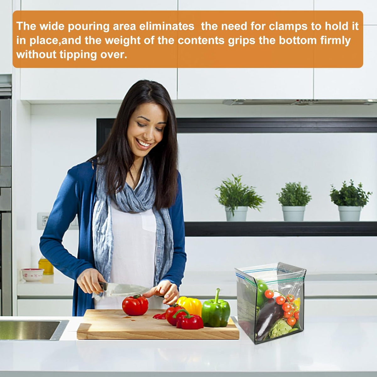 Ziplock Bag Holder, 2 Pack Acrylic Baggy Rack Holder for Food Prep, Freezer & Sandwich Bags, Hands-Free Food Storage, Gray