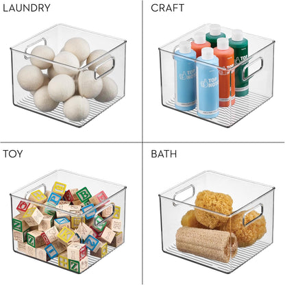 Pantry Storage Bin with Handles | Clear, For Kitchen Cabinets or Fridge, Made in USA