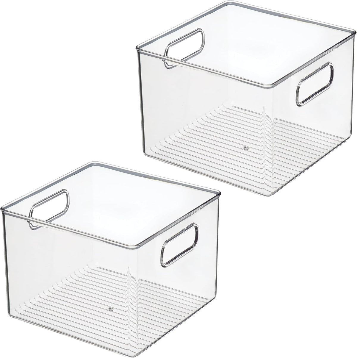 Pantry Storage Bin with Handles | Clear, For Kitchen Cabinets or Fridge, Made in USA