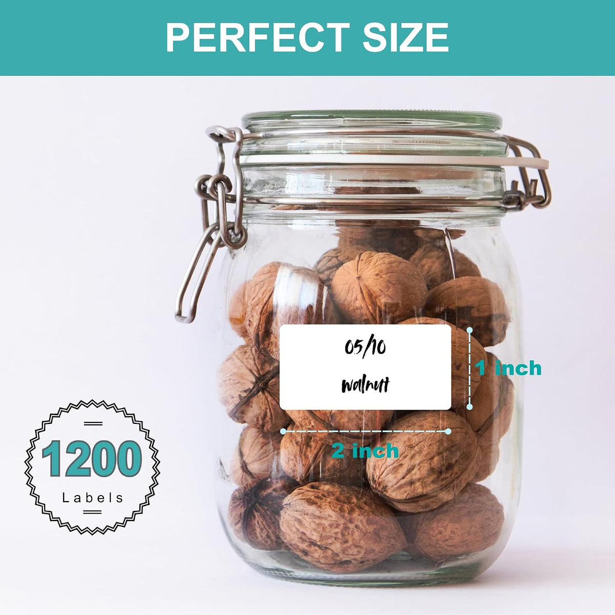 1200 Blank Removable Freezer Labels, Waterproof & Oil Resistant Stickers with Perforation Line, Ideal for Food Containers, Jars, and Pantry Organization (1" x 2")