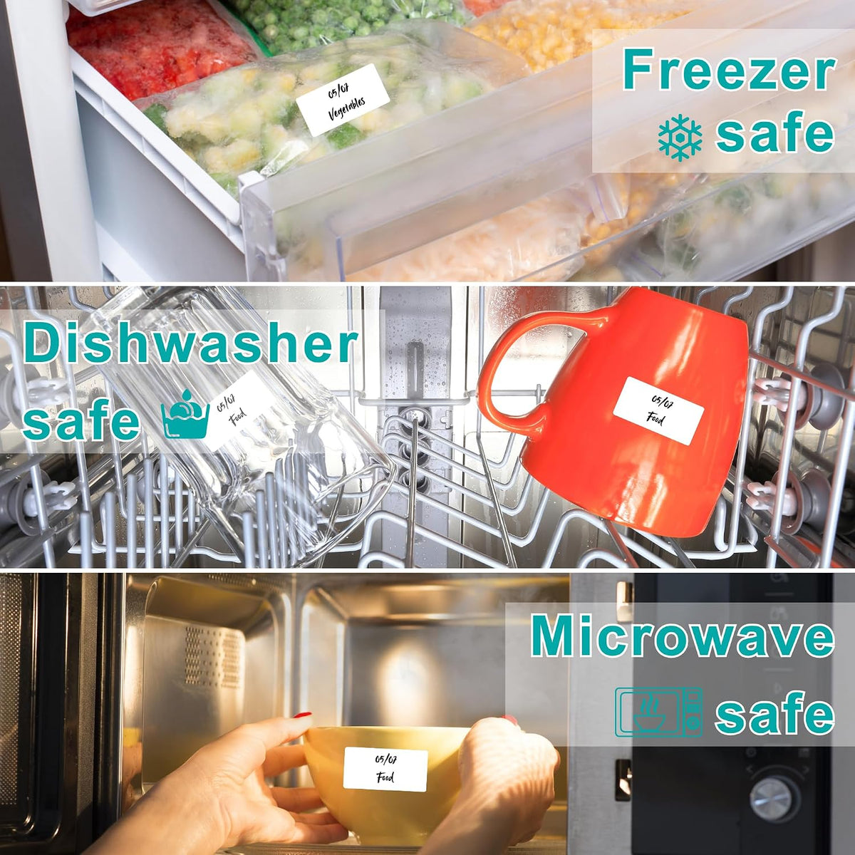 1200 Blank Removable Freezer Labels, Waterproof & Oil Resistant Stickers with Perforation Line, Ideal for Food Containers, Jars, and Pantry Organization (1" x 2")