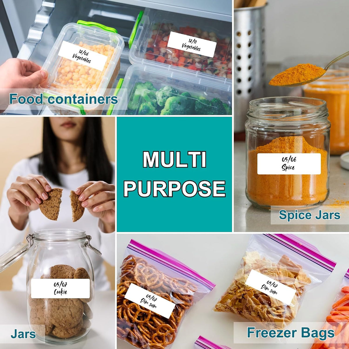 1200 Blank Removable Freezer Labels, Waterproof & Oil Resistant Stickers with Perforation Line, Ideal for Food Containers, Jars, and Pantry Organization (1" x 2")