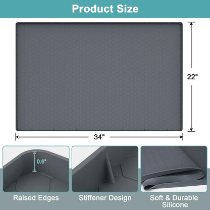 Under Sink Mats for Kitchen Waterproof 34" x 22", Silicone Under Kitchen Sink Mats and Protectors for 36" Cabinet, Under Sink Tray Organizer, Shelf Liners Cabinet Liner for Kitchen and Bathroom, Gray