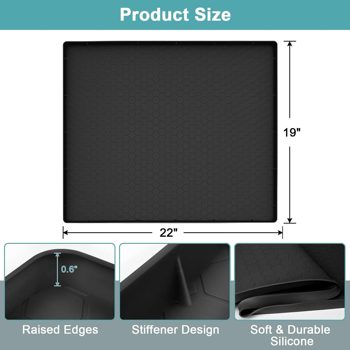 Under Sink Mats for Kitchen Waterproof 34" x 22", Silicone Under Kitchen Sink Mats and Protectors for 36" Cabinet, Under Sink Tray Organizer, Shelf Liners Cabinet Liner for Kitchen and Bathroom, Gray