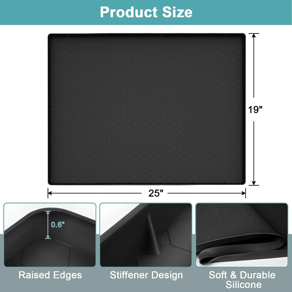 Under Sink Mats for Kitchen Waterproof 34" x 22", Silicone Under Kitchen Sink Mats and Protectors for 36" Cabinet, Under Sink Tray Organizer, Shelf Liners Cabinet Liner for Kitchen and Bathroom, Gray