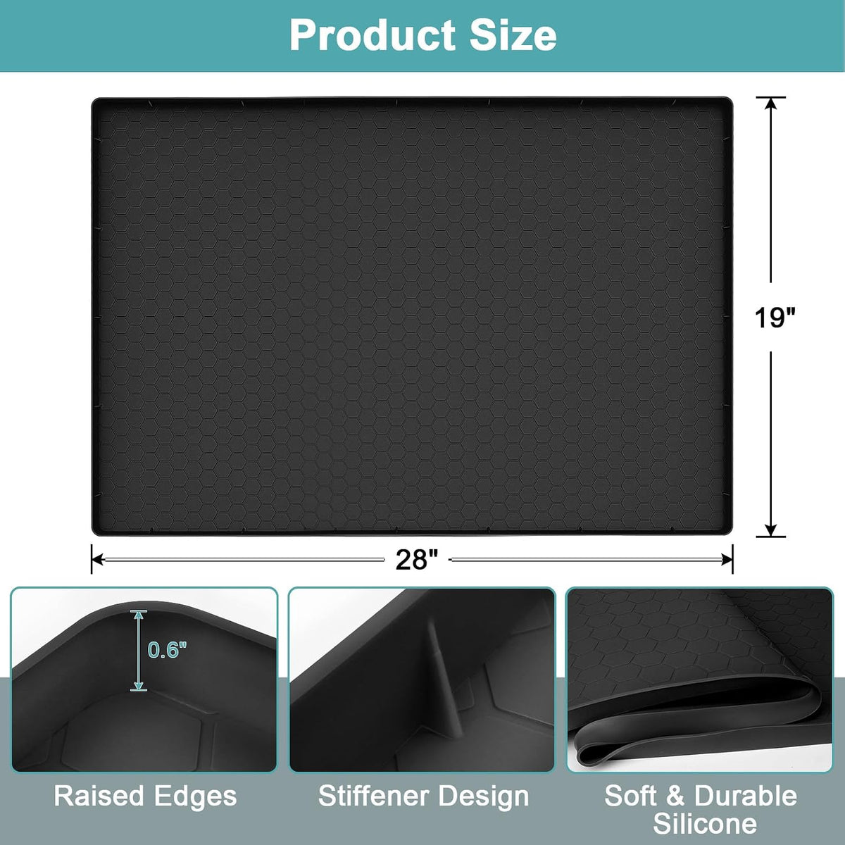 Under Sink Mats for Kitchen Waterproof 34" x 22", Silicone Under Kitchen Sink Mats and Protectors for 36" Cabinet, Under Sink Tray Organizer, Shelf Liners Cabinet Liner for Kitchen and Bathroom, Gray