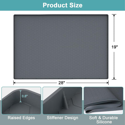 Under Sink Mats for Kitchen Waterproof 34" x 22", Silicone Under Kitchen Sink Mats and Protectors for 36" Cabinet, Under Sink Tray Organizer, Shelf Liners Cabinet Liner for Kitchen and Bathroom, Gray