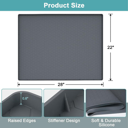 Under Sink Mats for Kitchen Waterproof 34" x 22", Silicone Under Kitchen Sink Mats and Protectors for 36" Cabinet, Under Sink Tray Organizer, Shelf Liners Cabinet Liner for Kitchen and Bathroom, Gray