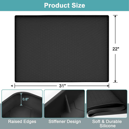 Under Sink Mats for Kitchen Waterproof 34" x 22", Silicone Under Kitchen Sink Mats and Protectors for 36" Cabinet, Under Sink Tray Organizer, Shelf Liners Cabinet Liner for Kitchen and Bathroom, Gray