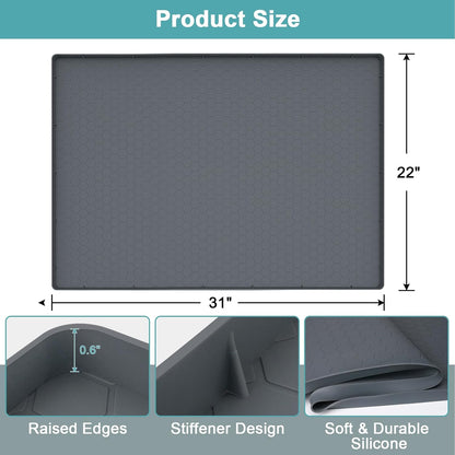 Under Sink Mats for Kitchen Waterproof 34" x 22", Silicone Under Kitchen Sink Mats and Protectors for 36" Cabinet, Under Sink Tray Organizer, Shelf Liners Cabinet Liner for Kitchen and Bathroom, Gray