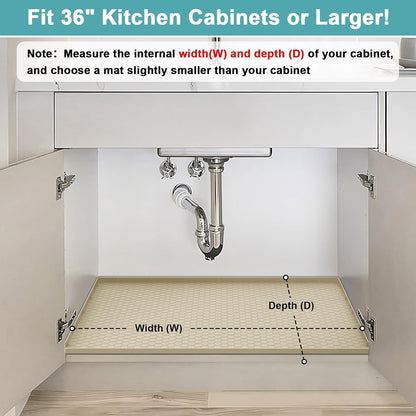 Under Sink Mats for Kitchen Waterproof 34" x 22", Silicone Under Kitchen Sink Mats and Protectors for 36" Cabinet, Under Sink Tray Organizer, Shelf Liners Cabinet Liner for Kitchen and Bathroom, Gray