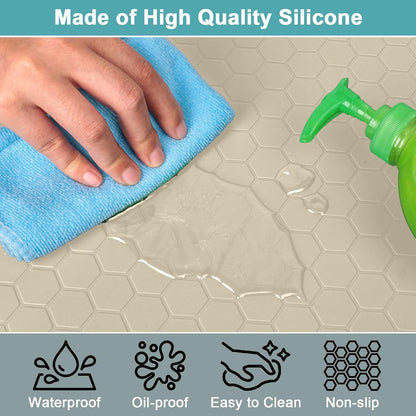 Under Sink Mats for Kitchen Waterproof 34" x 22", Silicone Under Kitchen Sink Mats and Protectors for 36" Cabinet, Under Sink Tray Organizer, Shelf Liners Cabinet Liner for Kitchen and Bathroom, Gray