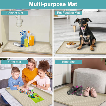 Under Sink Mats for Kitchen Waterproof 34" x 22", Silicone Under Kitchen Sink Mats and Protectors for 36" Cabinet, Under Sink Tray Organizer, Shelf Liners Cabinet Liner for Kitchen and Bathroom, Gray