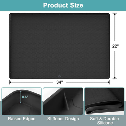 Under Sink Mats for Kitchen Waterproof 34" x 22", Silicone Under Kitchen Sink Mats and Protectors for 36" Cabinet, Under Sink Tray Organizer, Shelf Liners Cabinet Liner for Kitchen and Bathroom, Gray