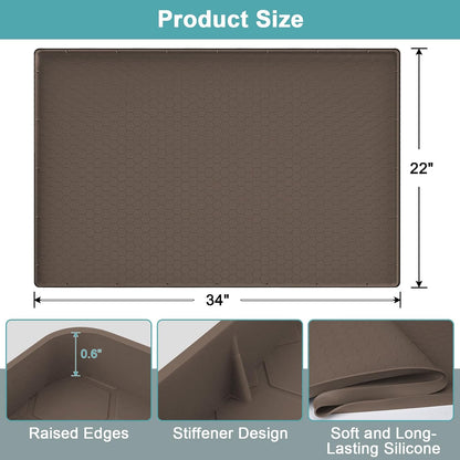 Under Sink Mats for Kitchen Waterproof 34" x 22", Silicone Under Kitchen Sink Mats and Protectors for 36" Cabinet, Under Sink Tray Organizer, Shelf Liners Cabinet Liner for Kitchen and Bathroom, Gray