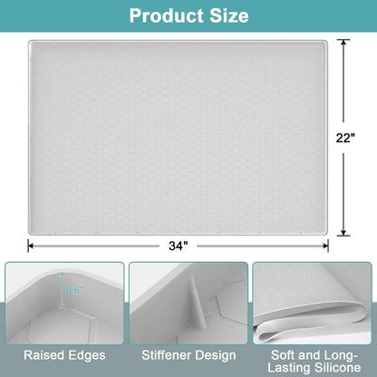 Under Sink Mats for Kitchen Waterproof 34" x 22", Silicone Under Kitchen Sink Mats and Protectors for 36" Cabinet, Under Sink Tray Organizer, Shelf Liners Cabinet Liner for Kitchen and Bathroom, Gray