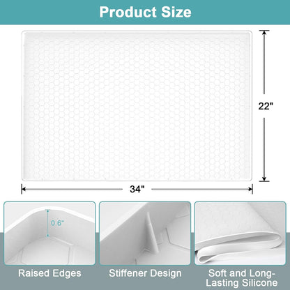 Under Sink Mats for Kitchen Waterproof 34" x 22", Silicone Under Kitchen Sink Mats and Protectors for 36" Cabinet, Under Sink Tray Organizer, Shelf Liners Cabinet Liner for Kitchen and Bathroom, Gray